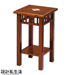 【設計私生活】淺胡桃色實木鄉村磁磚中花架、置物架、電話架(高雄市區含運費)120S高雄