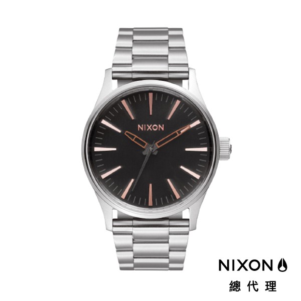NIXON SENTRY 38 SS 極簡復刻 黑x銀 玫瑰金 指針 黑錶 銀錶 男錶 手錶 鋼錶帶 A450-2064
