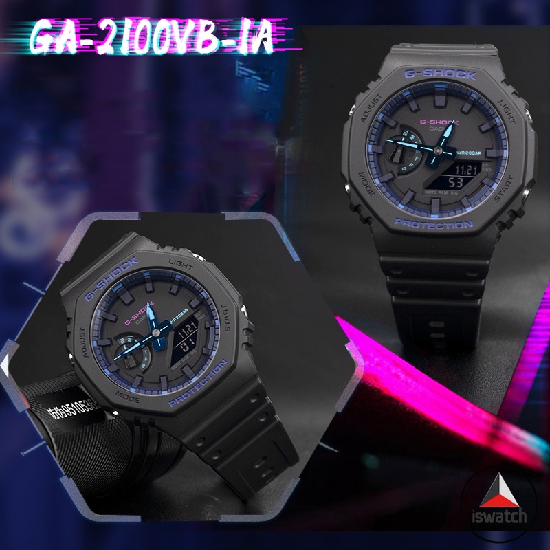 [熱銷] 卡西歐 G-SHOCK 虛擬藍色 GA-2100VB-1A 模擬數字運動男士手錶