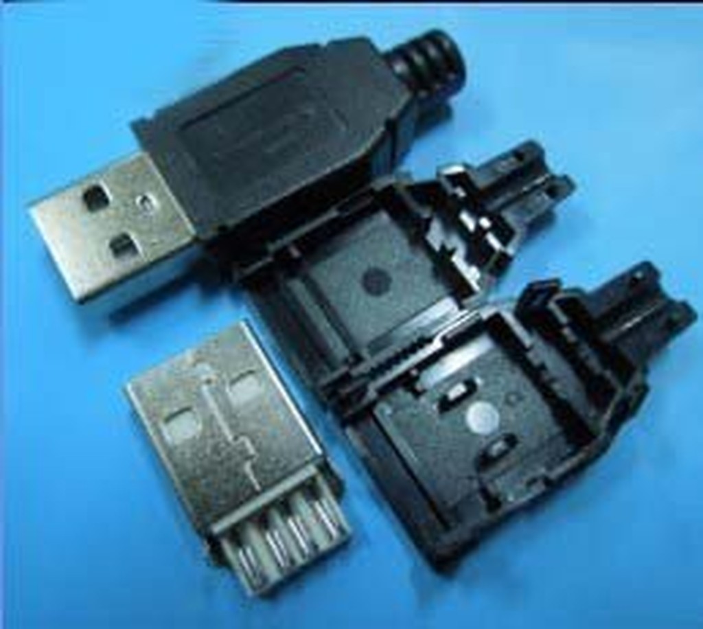 ►198◄USB插頭 焊線式 A型 4P USB三件式 USB公頭帶外殼 充電器電源改裝必備件