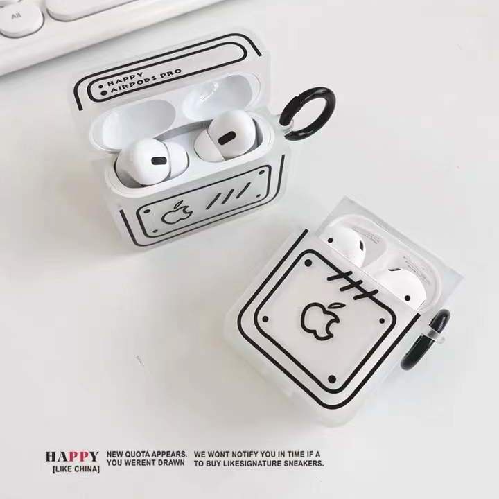 AirPods蘋果保护套 ins 韓國 創意HAPPY原創方塊二次元透明耳機殼適用airpods3/2代pro蘋果無線藍