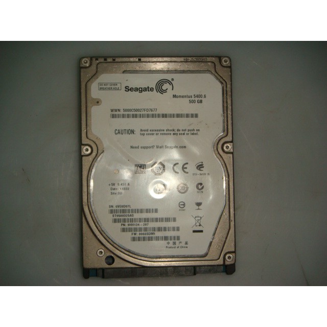 Seagate~2.5吋~500GB(SATA)~硬碟~型號ST9500325AS &lt;59&gt;