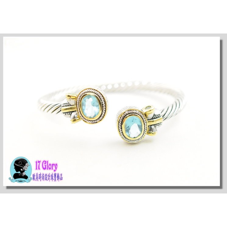 💝免運 💝紐約時尚 蝴蝶結藝術時尚金屬手環 Tiffany藍色彩鑽優雅美感 個性品味設計款 #現貨✽17Glory✽