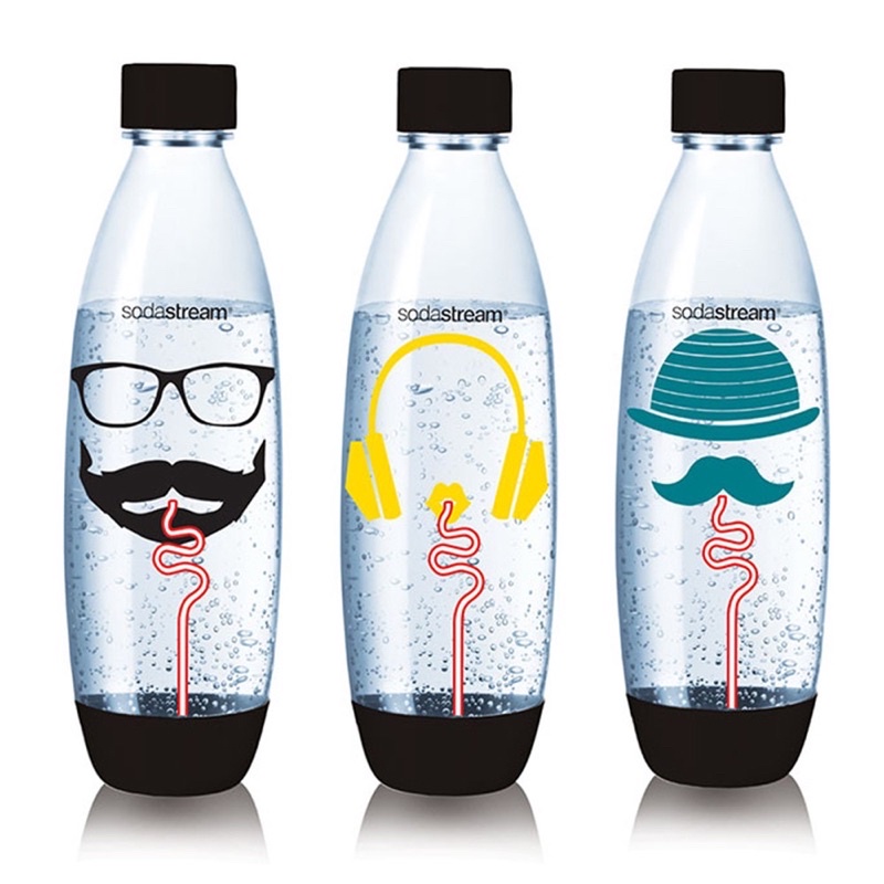 保留）［全新未拆封］Sodastream 氣泡水機水滴型專用水瓶1公升3瓶(嬉皮士)