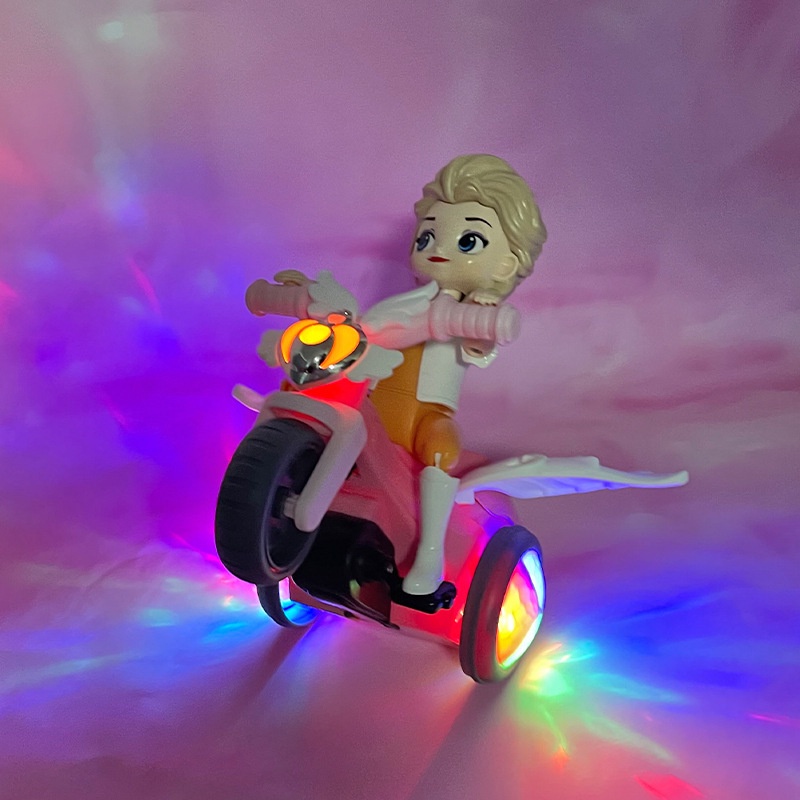 跳舞自行車女孩冰雪奇緣兒童玩具跳舞自行車自行車雜技燈音樂