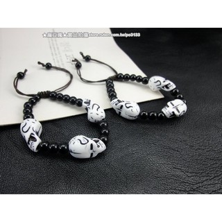 骷髏頭手環 C595 黑白隨性 權志龍G-Dragon 串珠手鏈 EXO B1A4 混搭風中性款