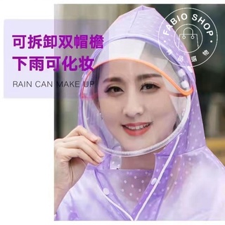 機車週邊-加大加厚雨披 雙帽檐透明雨披