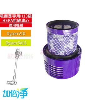 【加倍淨】 適用dyson戴森 H13級HEPA抗敏濾心 適用dyson V10 SV12系列無線吸塵器