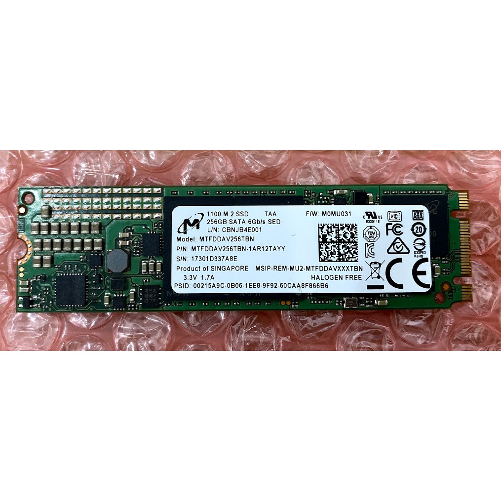 Micron 256G M.2 2280 SATA SSD 固態硬碟
