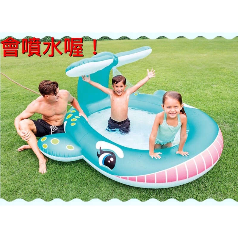 🐳 INTEX 鯨魚噴水池 遊戲水池 球池 會噴水