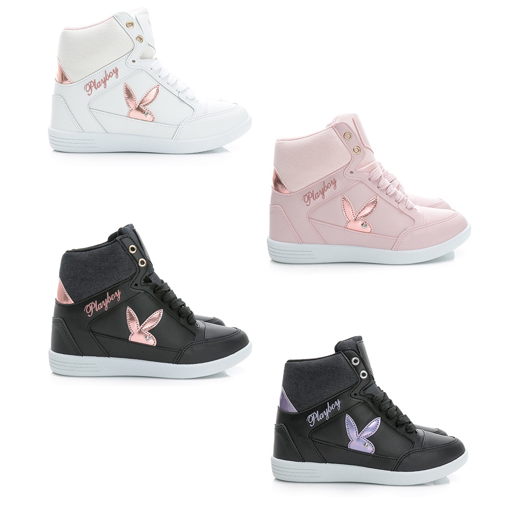 PLAYBOYStunning 魅力宣言 高筒兔兔內增高鞋 -白玫瑰金/粉/黑紫/黑玫瑰金(Y8623)