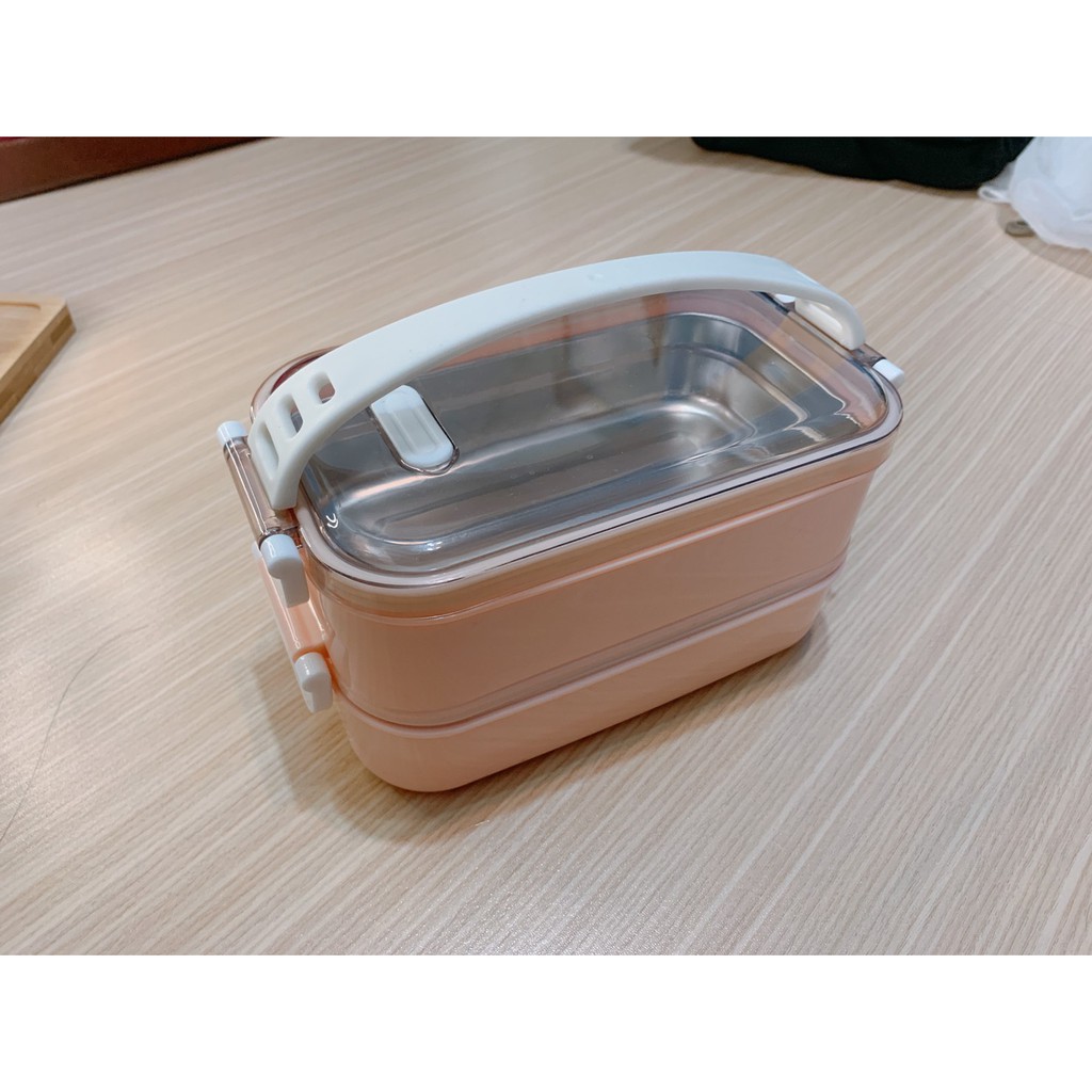 全新✨ 雙層保鮮盒 304不鏽鋼 粉紅色