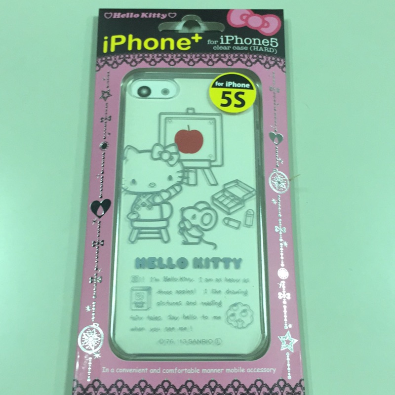 日本 hello kitty 凱蒂貓 iphone 5/5s 銀色 透明 手機殼 保護殼