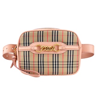 BURBERRY Check Link 經典格紋多功能腰包(卡其/粉)｜JS Maxx官方旗艦館
