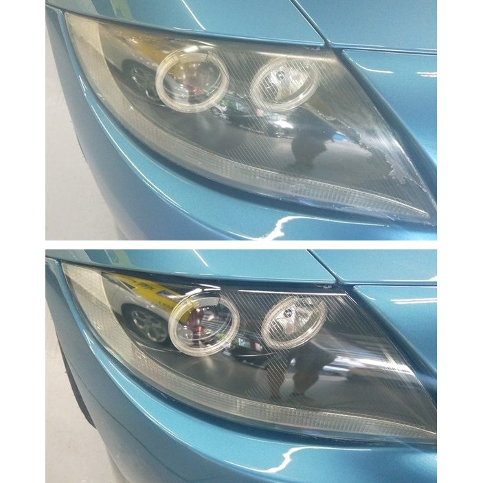 大燈快潔現場施工 BMW 寶馬 Z4 原廠車大燈泛黃霧化拋光修復翻新處理
