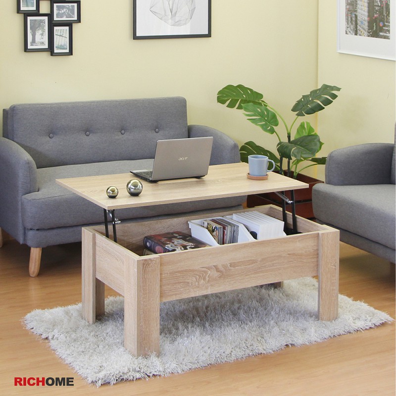 RICHOME 漢特收納茶几 升降工作桌 升降茶几 收納桌 隱形收納 客廳桌 咖啡桌 沙發桌 茶几 TA368