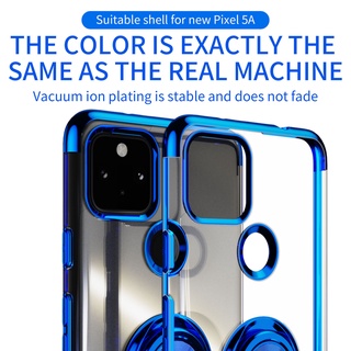 彩家 適用 Google Pixel 5a 6A 手機殼 谷歌5A 電鍍透明保護套 指環磁吸防摔殼 軟殼 透明套 保護殼