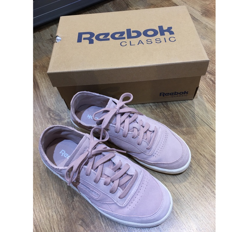 Reebok classic club c 85女款粉紅麂皮休閒鞋23.5cm