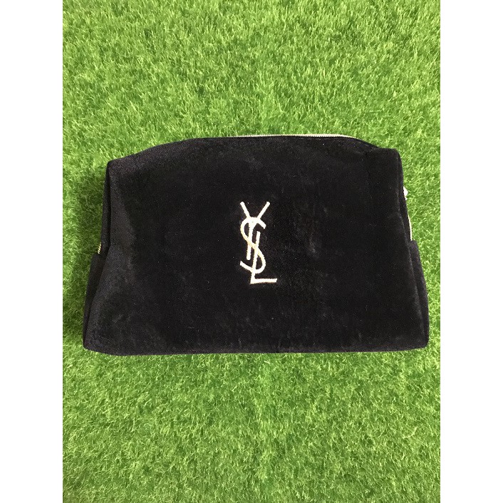 YSL 黑色絲絨 金色刺繡化妝包 手拿包 收納包 洗漱包 手機包 隨身包 彩妝包  (現貨 )