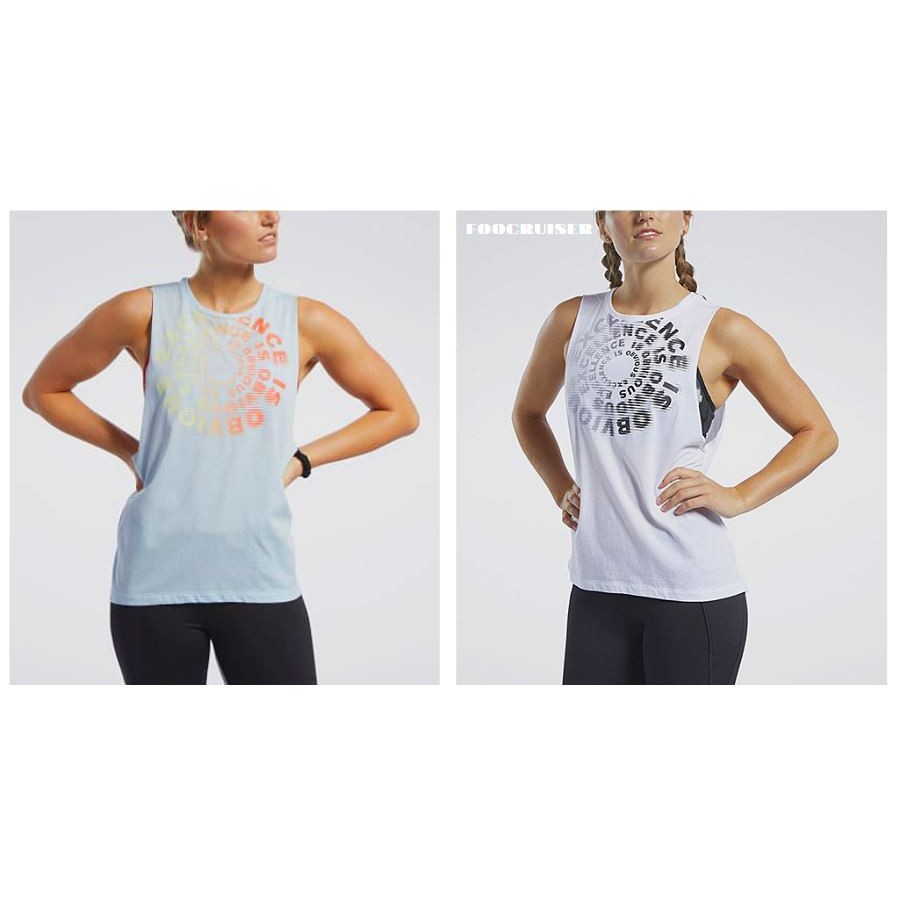 REEBOK CrossFit® MUSCLE 女款 混合健身 背心 運動背心 運動 健身 淡藍色 白色