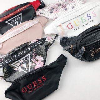 GUESS 今年新款滿版 白皮革 金屬扣環 小揹包 胸包 斜揹包 側揹包 Guess小包 Guess腰包 多款現貨