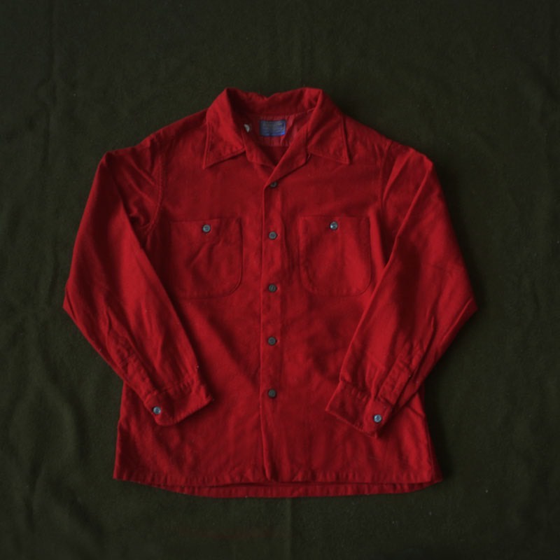 都市廢棄所 古著 60s Pendleton 羊毛襯衫 紅色 格紋 翻領 古著襯衫 長袖 襯衫 冬季 美國製