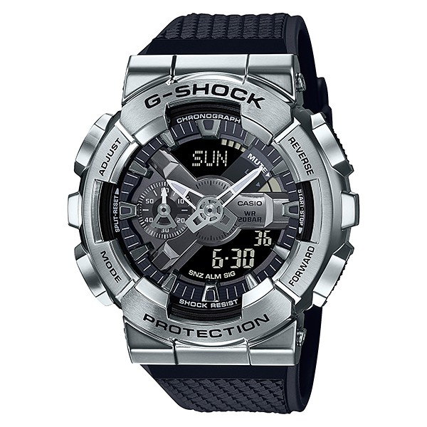 CASIO卡西歐 G-SHOCK 全金屬外殼-黑銀/48.8mm (GM-110-1A)