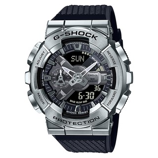 CASIO 卡西歐 G-SHOCK 重工業風金屬雙顯手錶 銀 GM-110-1A 台灣公司貨