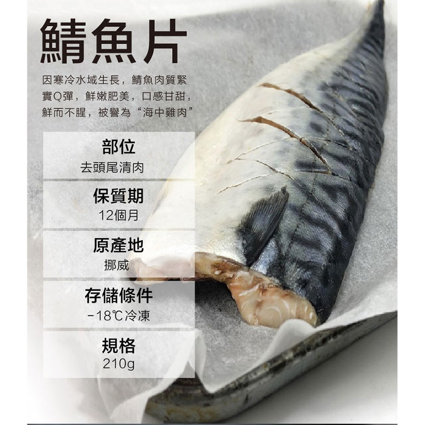 紅毛港 海鮮市集  頂級挪威 薄鹽鯖魚片  250g±5%