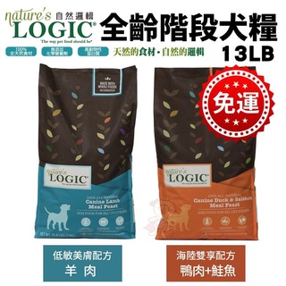 【免運】Natures Logic自然邏輯全齡階段犬糧 羊肉/鴨肉鮭魚13lb(5.9kg) 犬糧