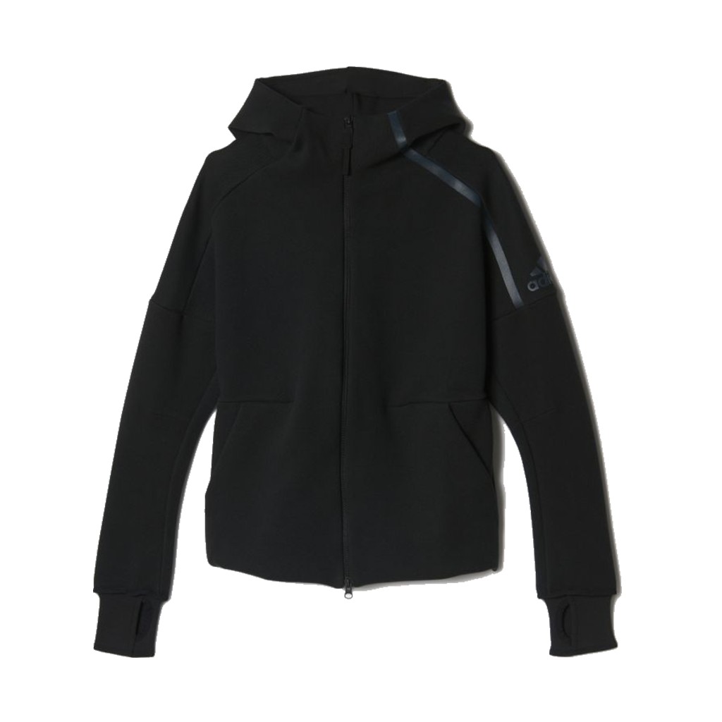 ADIDAS 女 W ZNE HOOD BLACK 太空棉 拉鍊帽T 黑【A-KAY0】【S95345】