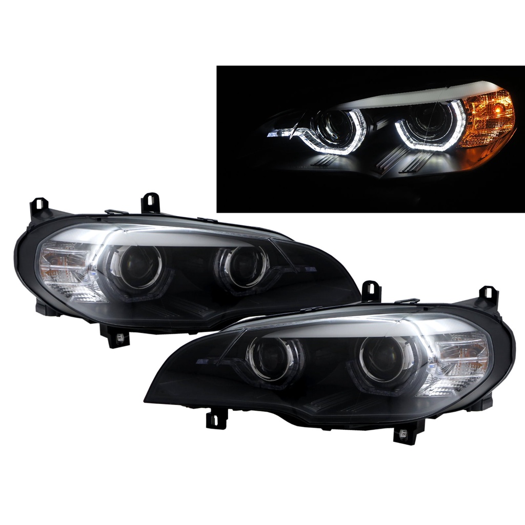 卡嗶車燈 適用 BMW 寶馬 X5 E70 07-10 五門車 LED DRL U型 HID魚眼 大燈