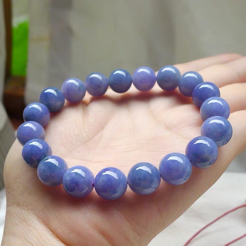 濃紫飄花翡翠珠精品圓珠手鍊手串 蝦皮購物
