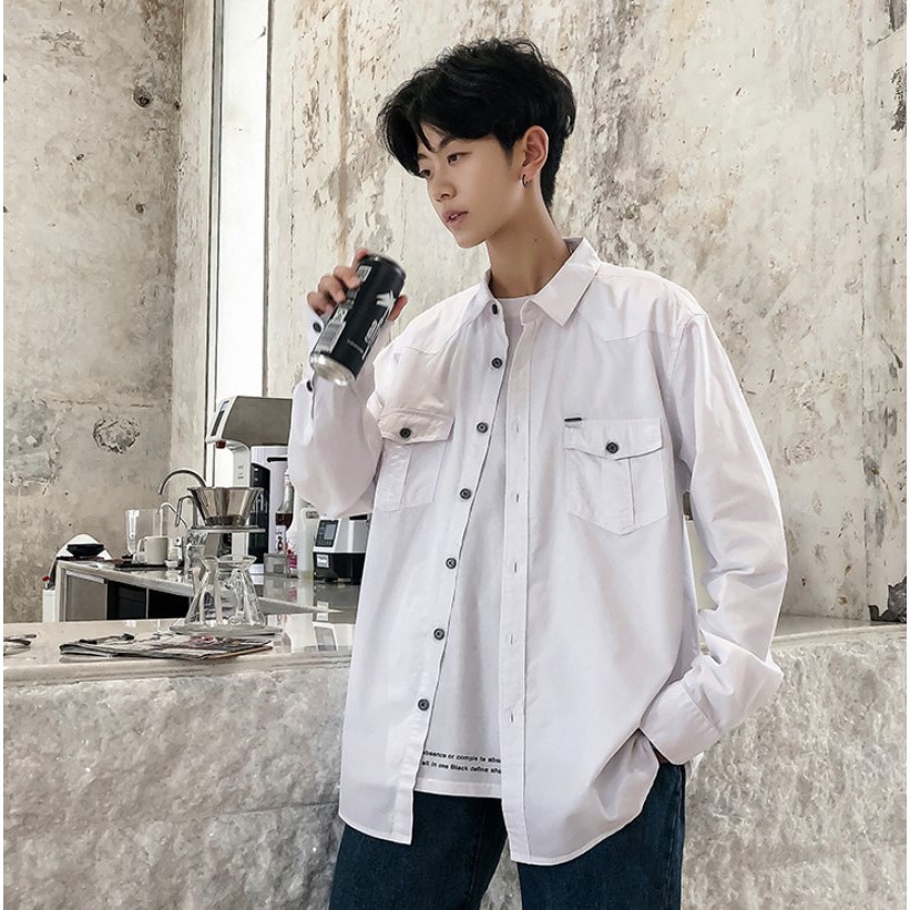 日系襯衫軍裝襯衫雙口袋襯衫全棉襯衫開襟襯衫男休閒襯衫工裝襯衫男襯衫男上衣韓瘋之子 蝦皮購物