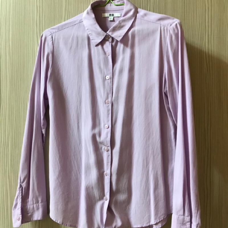 全新uniqlo 淡紫色長袖雪紡襯衫長袖上衣 蝦皮購物