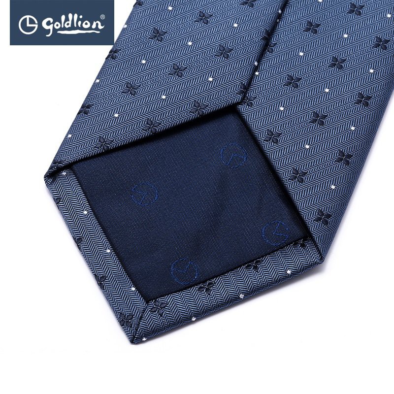 【免運  領帶】 Goldlion/金利來男士質感細膩精緻花紋白圓點商務休閒領帶【惠】