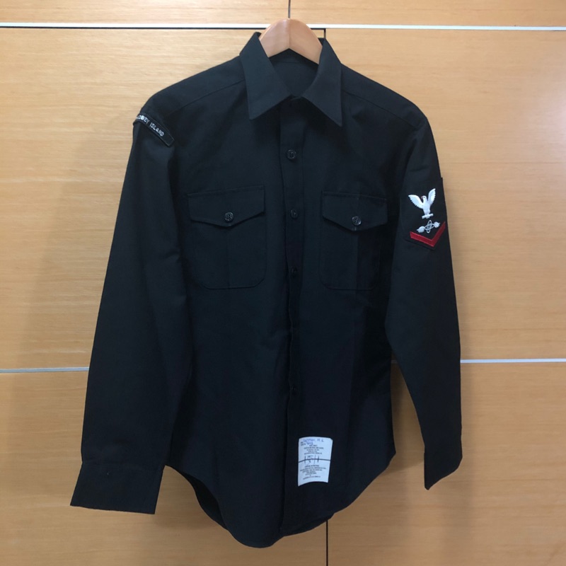 🇺🇸 美軍公發 90s USN 海軍黑色長袖襯衫 尺寸 15 1/2 X 33SL (M)美軍流出品