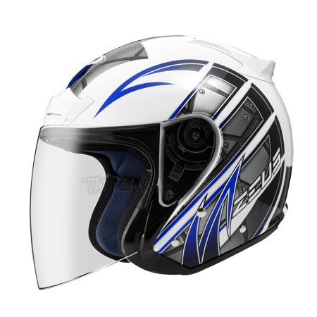 瀧澤部品 ZEUS 瑞獅 ZS-609 白藍 半罩 安全帽 彩繪 機車 摩托車 重機 通勤 通風舒適 ZS609