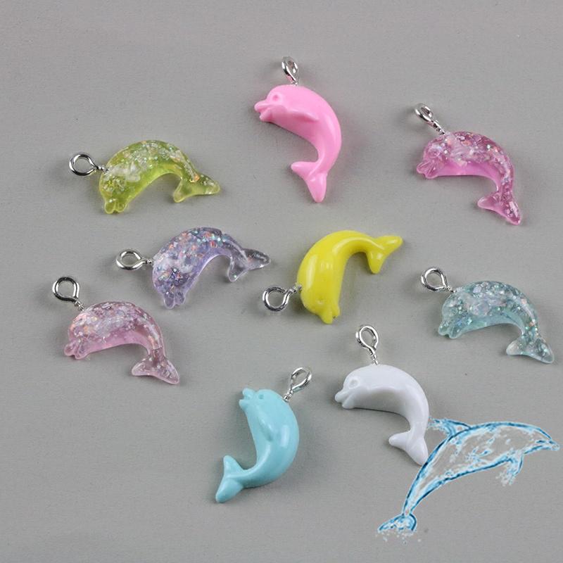 手工飾品DIY手作材料配件 樹脂海豚自制鑰匙扣發飾耳飾耳環耳针鑰匙圈掛飾包包吊飾掛件