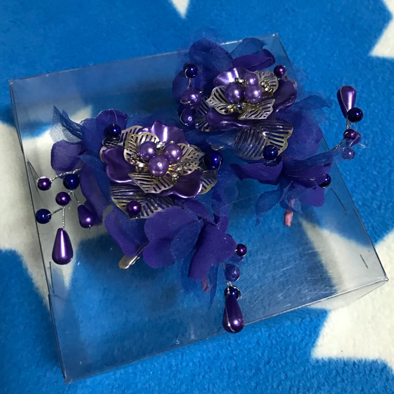 新秘髮飾藍紫色花朵🌺