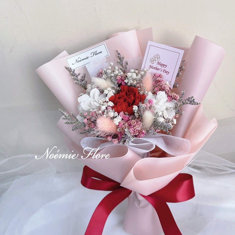Noemie 康乃馨小花束 乾燥花束 小型花束 母親節花束 禮物 生日 滿天星 康乃馨 蝦皮購物