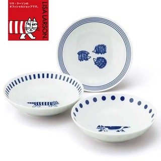 【正版日貨】[現貨]日本Lisa Larson麗莎拉森 青花瓷盤3入組-日本製 山加商店 北歐瑞典 陶瓷深盤 禮盒