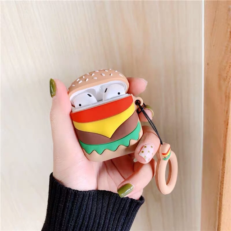 現貨airpods 1/2 保護套  漢堡 速食店 麥當勞 吉事漢堡 超可愛 藍牙耳機 apple iphone