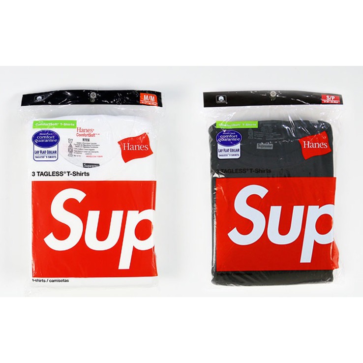【QUEST】現貨 SUPREME HANES 素TEE 白色  黑色 三件一組 小LOGO box 素t