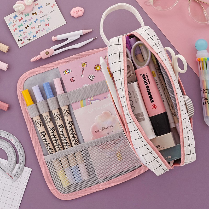 誠品文具 新筆袋ins日系鉛筆盒女孩大容量文具袋新款流行文具盒簡約初中女筆盒高級感小學生韓國網紅男孩子可愛筆簾