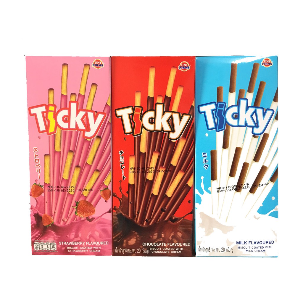 【現貨不用等】泰國 TICKY奇趣棒  牛奶/草莓/巧克力  Pocky 小朋友最愛 娃娃機零食 娃娃機 團媽 棒餅