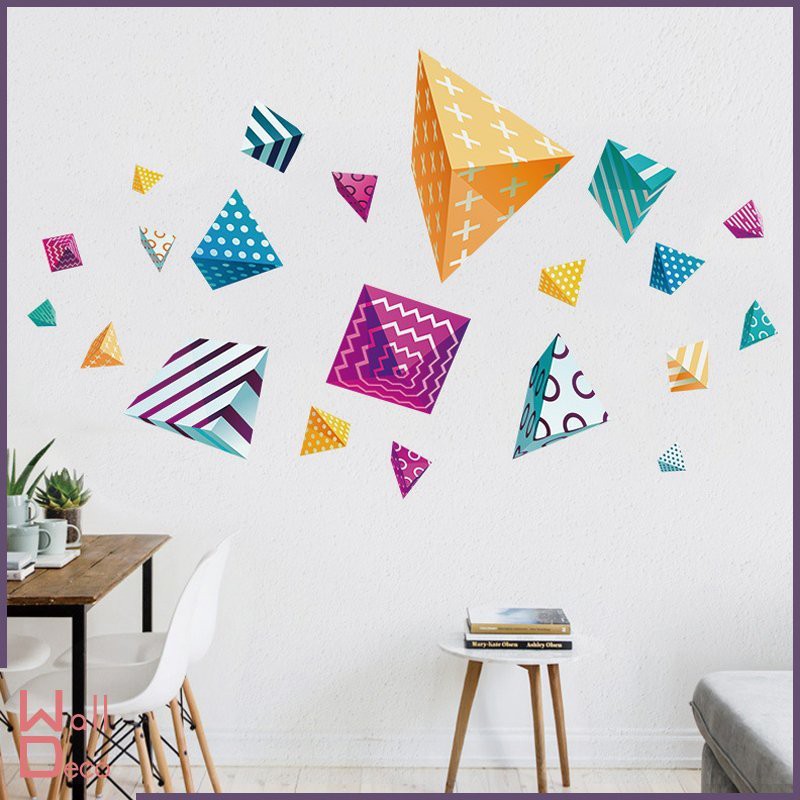 微趣生活現貨無痕設計壁貼高品質防水創意diy布置重覆黏貼不殘膠不傷牆面歐風壁紙牆貼幾何圖形