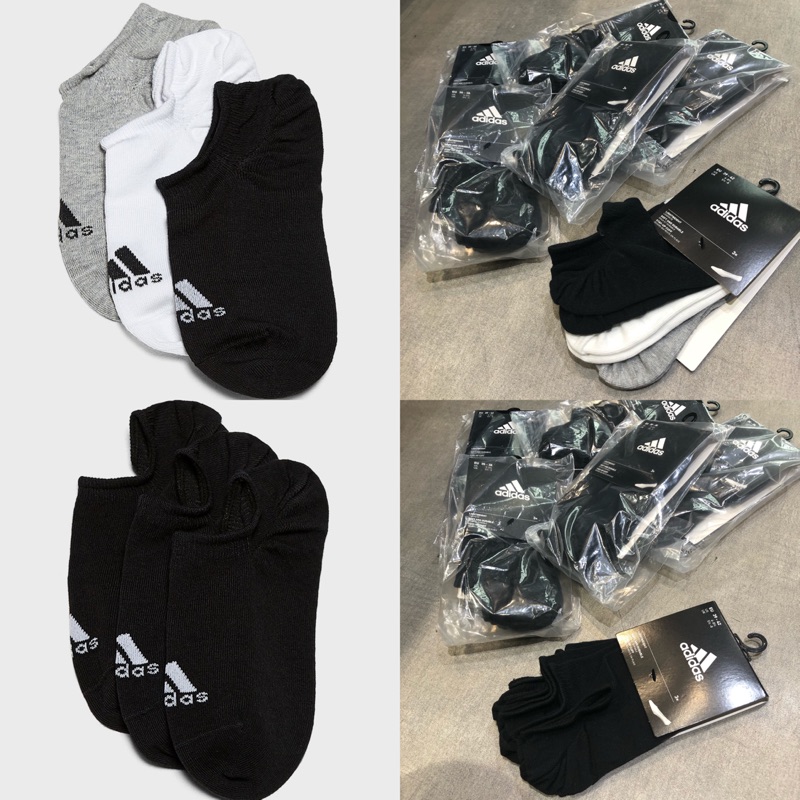 「現貨」Adidas 三雙一組 隱形襪 男女 黑灰白 基本款CV7409 CV7410