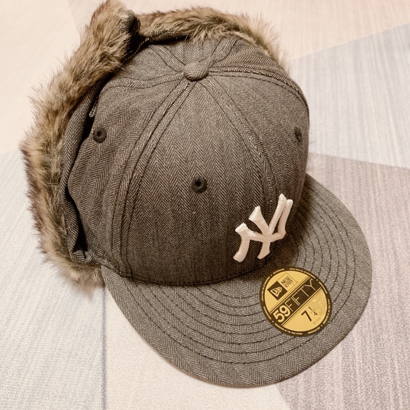 全新 原價6500日幣 購自日本晴空塔 New Era 59fifty灰色洋基棒球帽 飛行帽 遮耳帽 特殊帽