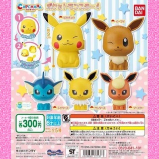 「正版現貨」BANDAI 精靈寶可夢 寶可夢 環保扭蛋 大頭 皮卡丘 伊布 水精靈